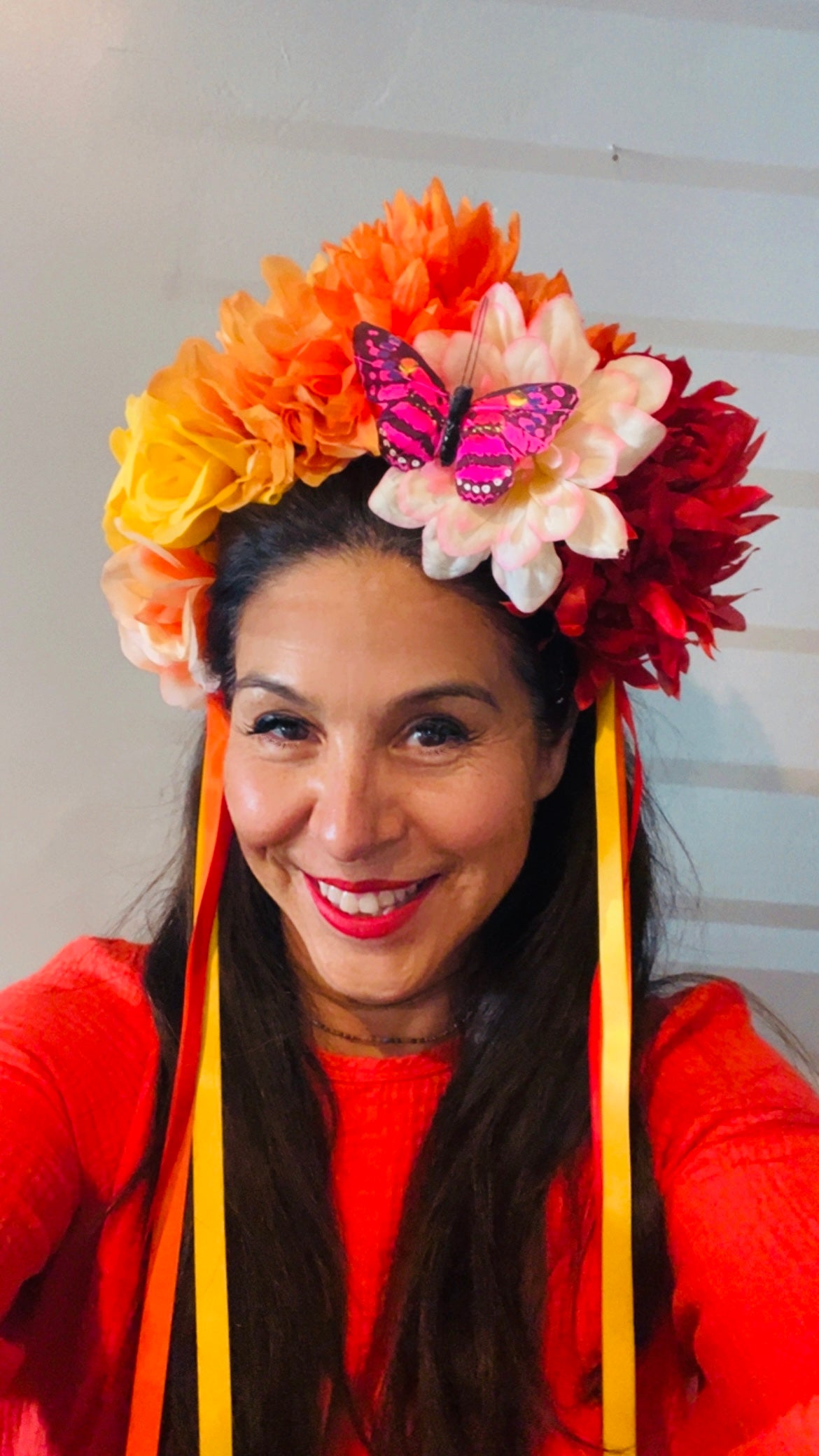 HOT PINK Butterfly Mexican Floral Headband