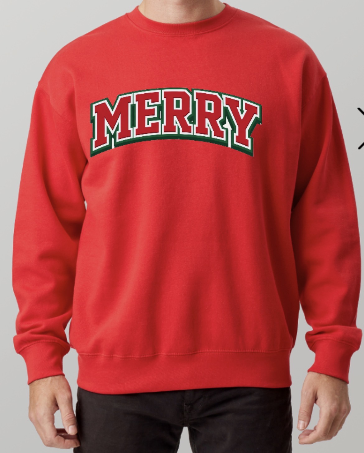 Collegiate Block “Merry” Premium Crew Neck