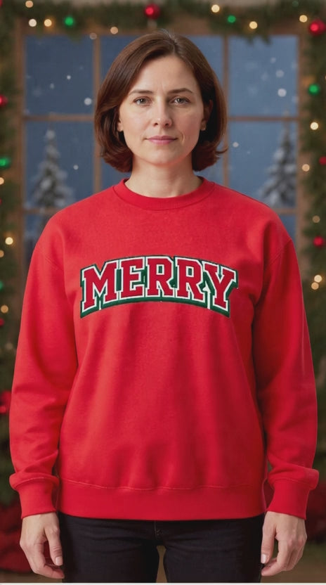 Collegiate Block “Merry” Premium Crew Neck