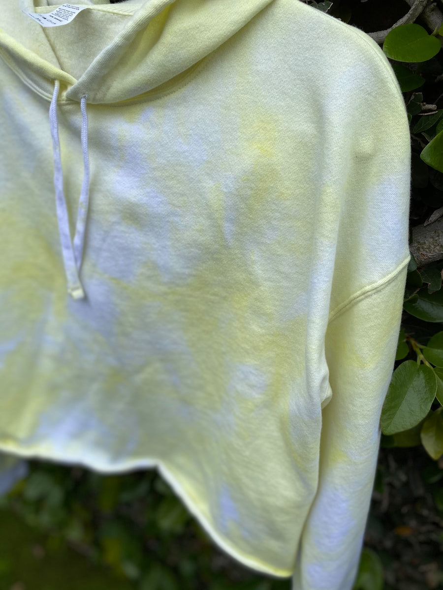 SUNNY- YELLOW Ice Dyed Cropped Hoodie