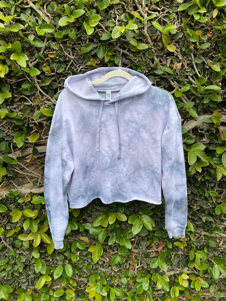 SUNNY- Grey Ice Dyed Cropped Hoodie