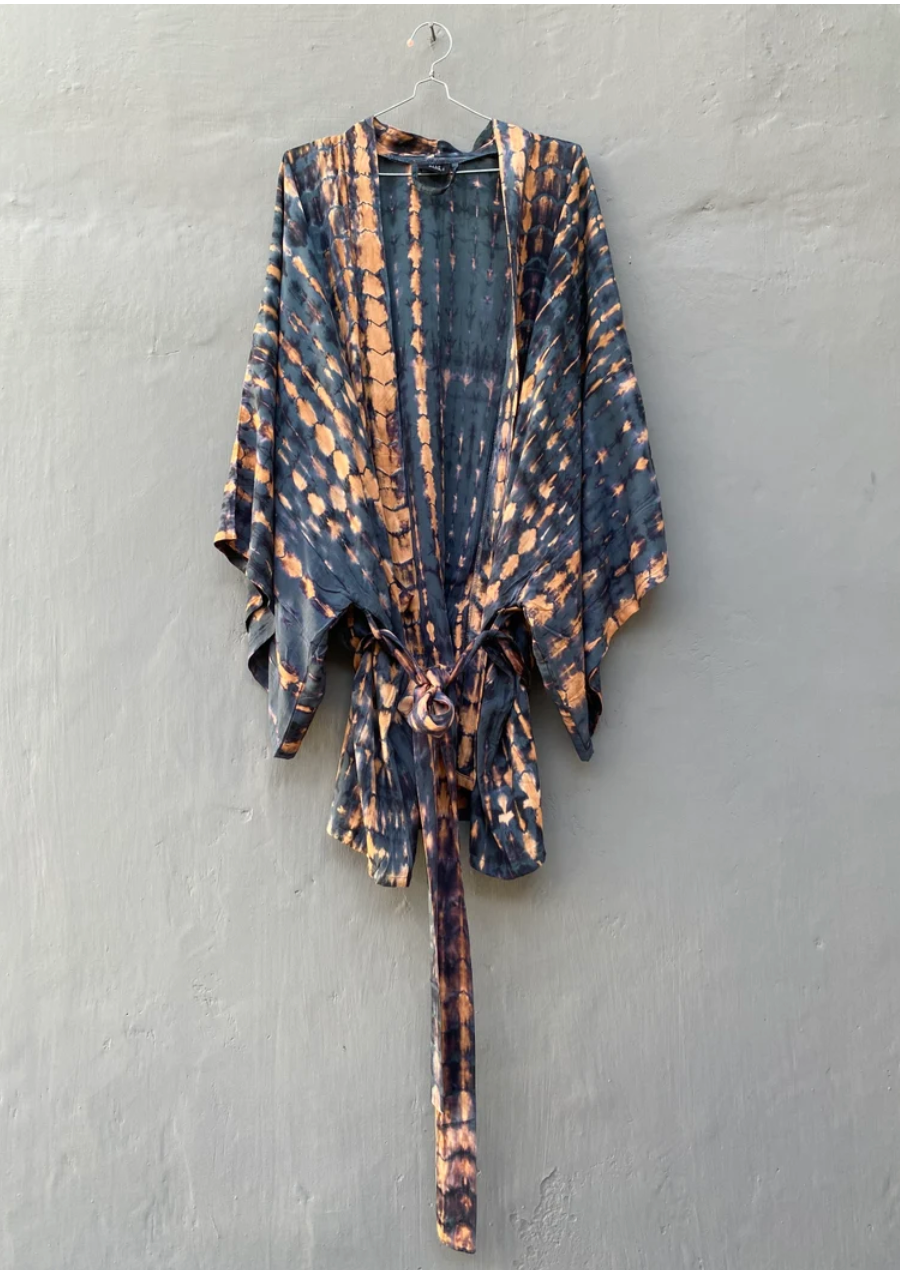 Indigo/Copper Short Kimono
