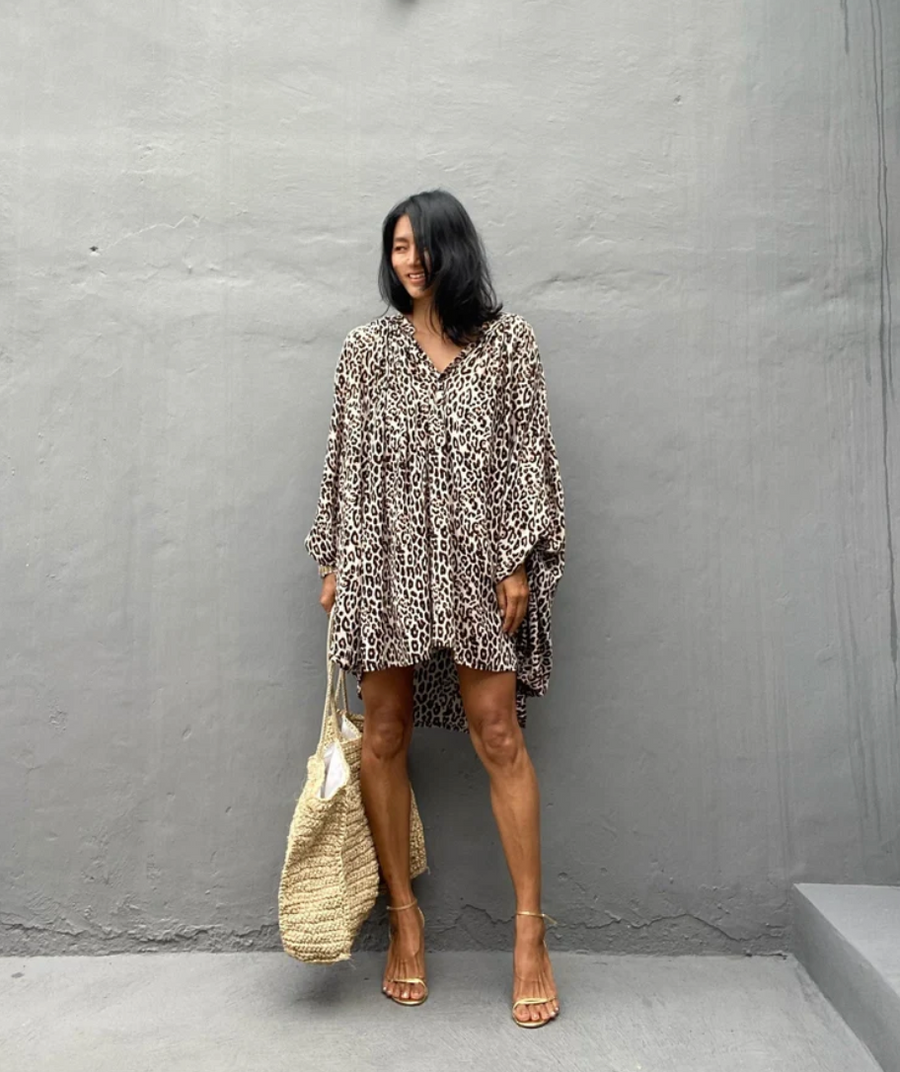Leopard Oversized Loose Fitted Tunic/ Mini Dress